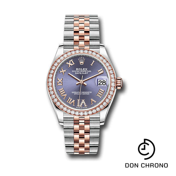 Rolex Steel and Everose Gold Datejust 31 Watch - 46 Diamond Bezel - Aubergine Diamond Roman VI Dial - Jubilee Bracelet - 278381RBR aubdr6j