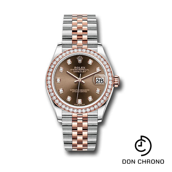 Rolex Steel and Everose Gold Datejust 31 Watch - 46 Diamond Bezel - Chocolate Diamond Dial - Jubilee Bracelet - 278381RBR chodj