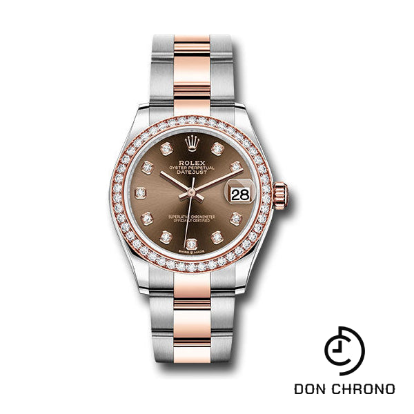 Rolex Steel and Everose Gold Datejust 31 Watch - 46 Diamond Bezel - Chocolate Diamond Dial - Oyster Bracelet - 278381RBR chodo