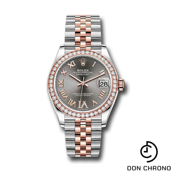 Rolex Steel and Everose Gold Datejust 31 Watch - 46 Diamond Bezel - Dark Rhodium Diamond Roman VI Dial - Jubilee Bracelet - 278381RBR dkrhdr6j