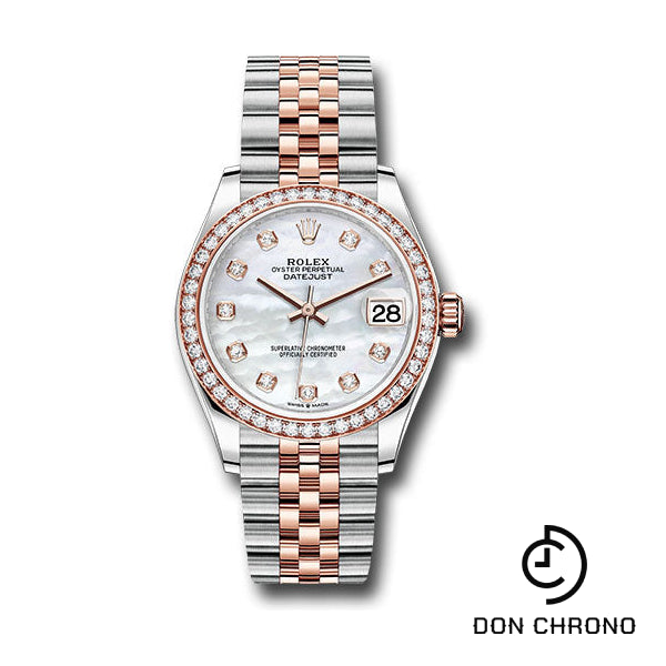 Rolex Steel and Everose Gold Datejust 31 Watch - 46 Diamond Bezel - Mother-of-Pearl Diamond Dial - Jubilee Bracelet - 278381RBR mdj