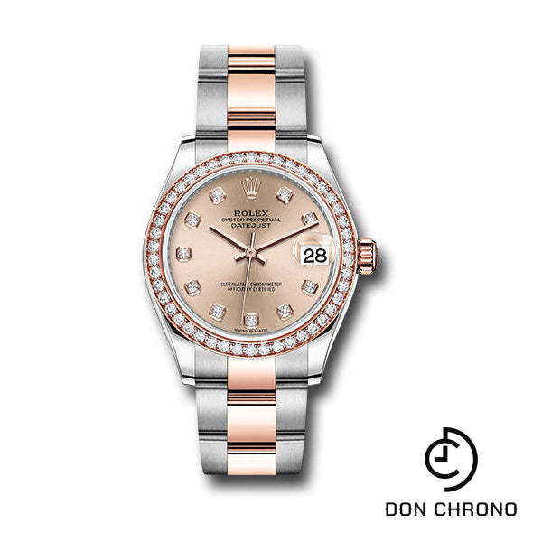 Rolex Steel and Everose Gold Datejust 31 Watch - 46 Diamond Bezel - RosŽ Diamond Dial - Oyster Bracelet - 278381RBR rodo