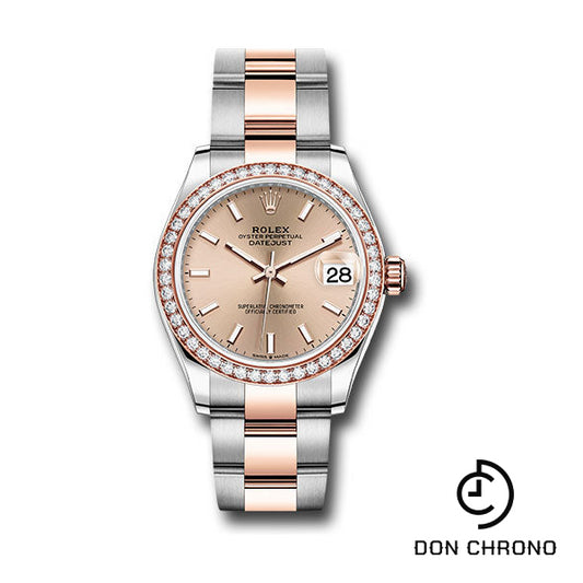 Rolex Steel and Everose Gold Datejust 31 Watch - 46 Diamond Bezel - RosŽ Index Dial - Oyster Bracelet - 278381RBR roio