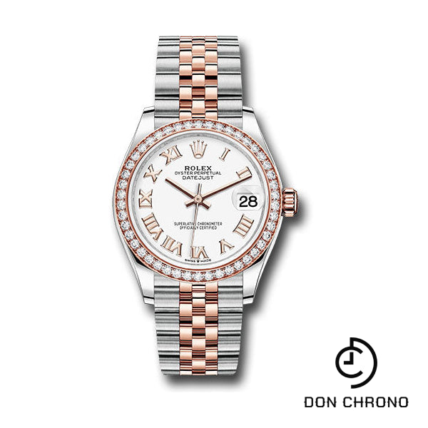 Rolex Steel and Everose Gold Datejust 31 Watch - 46 Diamond Bezel - White Roman Dial - Jubilee Bracelet - 278381RBR wrj