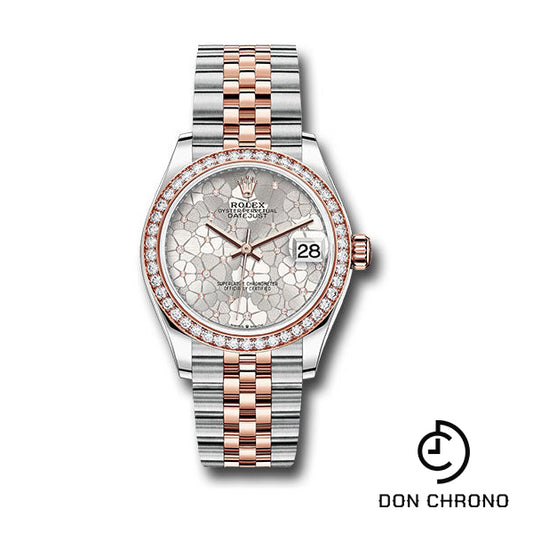 Rolex Everose Rolesor Datejust 31 Watch - Diamond Bezel - Silver Floral Motif Diamond Dial - Jubilee Bracelet - 278381rbr sflomdj