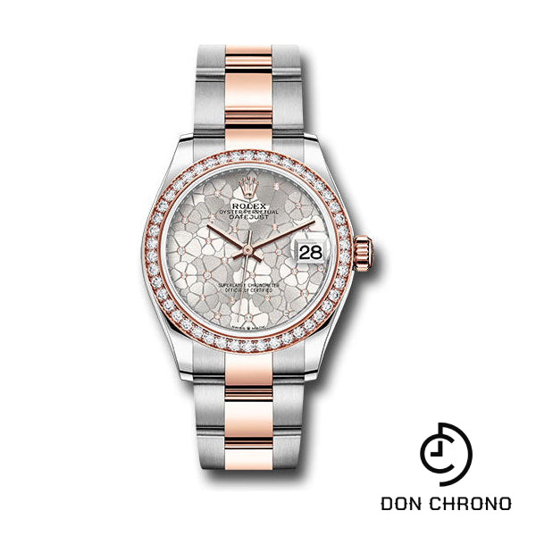 Rolex Everose Rolesor Datejust 31 Watch - Diamond Bezel - Silver Floral Motif Diamond Dial - Oyster Bracelet - 278381rbr sflomdo