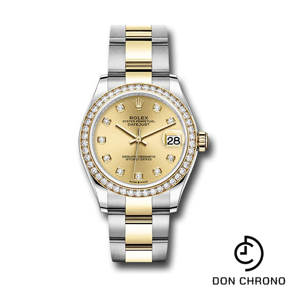 Rolex Steel and Yellow Gold Datejust 31 Watch - Diamond Bezel - Champagne Diamond Dial - Oyster Bracelet - 278383RBR chdo