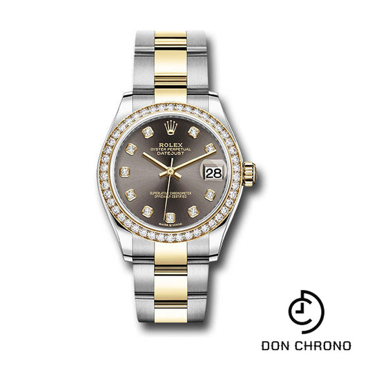 Rolex Steel and Yellow Gold Datejust 31 Watch - Diamond Bezel - Dark Grey Diamond Dial - Oyster Bracelet - 278383RBR dkgdo