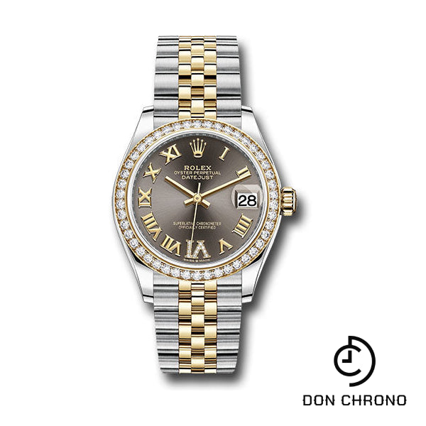 Rolex Steel and Yellow Gold Datejust 31 Watch - Diamond Bezel - Dark Grey Diamond Roman Six Dial - Jubilee Bracelet - 278383RBR dkgdr6j