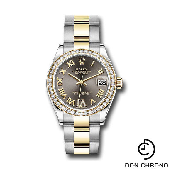 Rolex Steel and Yellow Gold Datejust 31 Watch - Diamond Bezel - Dark Grey Diamond Roman Six Dial - Oyster Bracelet - 278383RBR dkgdr6o