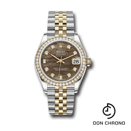 Rolex Steel and Yellow Gold Datejust 31 Watch - Diamond Bezel - Dark Mother-of-Pearl Diamond Dial - Jubilee Bracelet - 278383RBR dkmdj