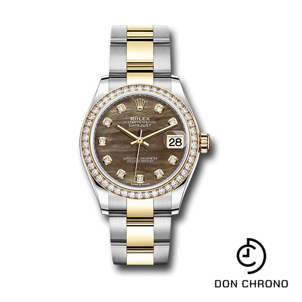 Rolex Steel and Yellow Gold Datejust 31 Watch - Diamond Bezel - Dark Mother-of-Pearl Diamond Dial - Oyster Bracelet - 278383RBR dkmdo