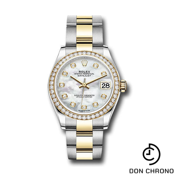 Rolex Steel and Yellow Gold Datejust 31 Watch - Diamond Bezel - Mother-of-Pearl Diamond Dial - Oyster Bracelet - 278383RBR mdo