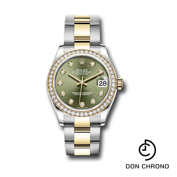 Rolex Steel and Yellow Gold Datejust 31 Watch - Diamond Bezel - Olive Green Diamond Dial - Oyster Bracelet - 278383RBR ogdo