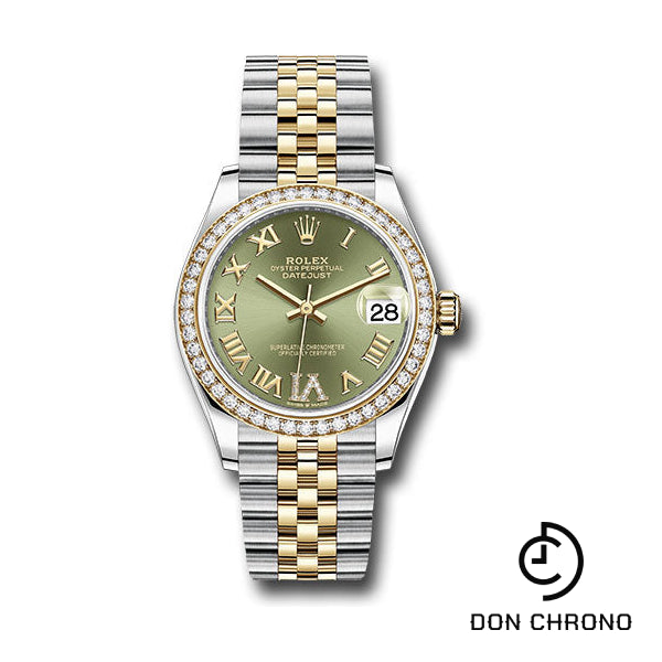 Rolex Steel and Yellow Gold Datejust 31 Watch - Diamond Bezel - Olive Green Diamond Roman Six Dial - Jubilee Bracelet - 278383RBR ogdr6j