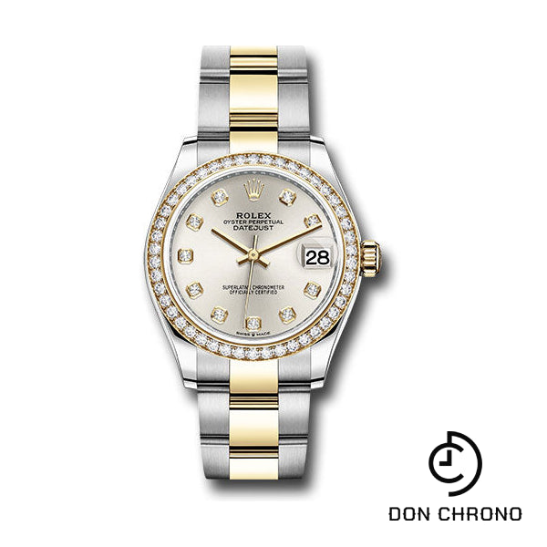 Rolex Steel and Yellow Gold Datejust 31 Watch - Diamond Bezel - Silver Diamond Dial - Oyster Bracelet - 278383RBR sdo