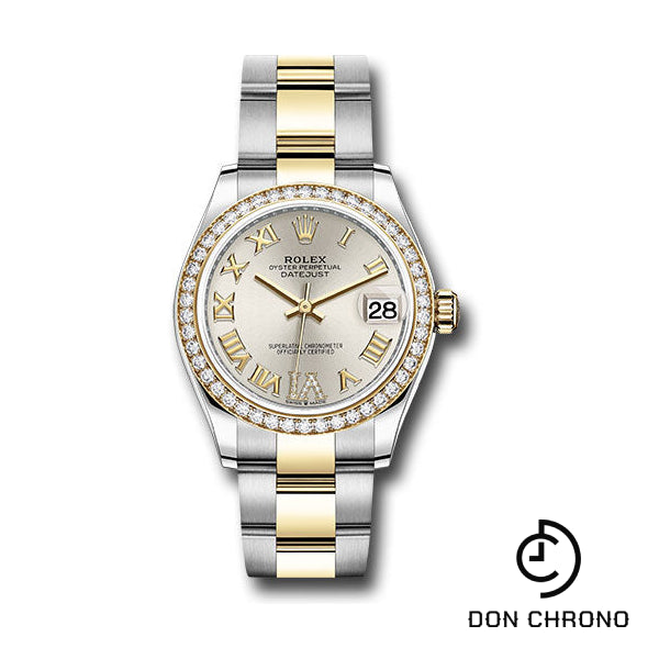 Rolex Steel and Yellow Gold Datejust 31 Watch - Diamond Bezel - Silver Diamond Roman Six Dial - Oyster Bracelet - 278383RBR sdr6o