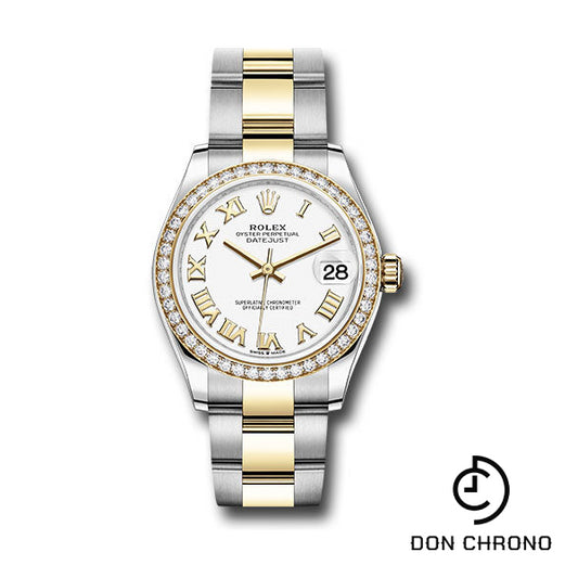 Rolex Steel and Yellow Gold Datejust 31 Watch - Diamond Bezel - White Roman Dial - Oyster Bracelet - 278383RBR wro