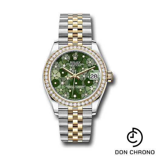 Rolex Yellow Rolesor Datejust 31 Watch - Diamond Bezel - Olive Green Floral Motif Diamond 6 Dial - Jubilee Bracelet - 278383rbr ogflomdj