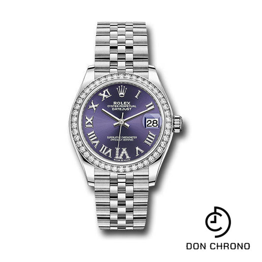 Rolex Steel and White Gold Datejust 31 Watch - Diamond Bezel - Aubergine Roman Diamond 6 Dial - Jubilee Bracelet - 278384RBR aubdr6j