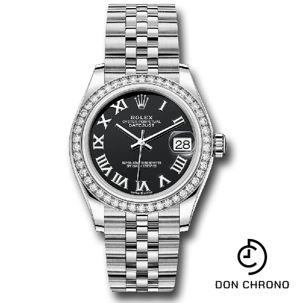 Rolex Steel and White Gold Datejust 31 Watch - Diamond Bezel - Black Roman Dial - Jubilee Bracelet - 278384RBR bkrj