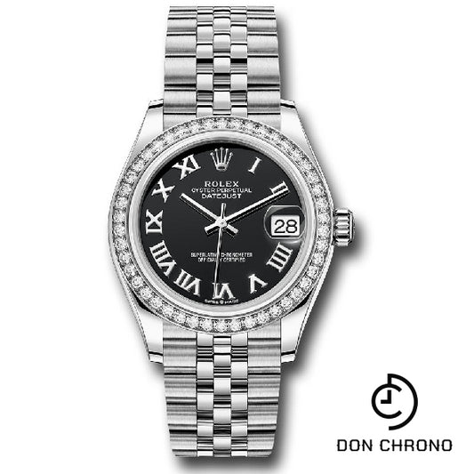 Rolex Steel and White Gold Datejust 31 Watch - Diamond Bezel - Black Roman Dial - Jubilee Bracelet - 278384RBR bkrj