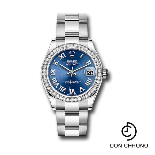 Rolex Steel and White Gold Datejust 31 Watch - Diamond Bezel - Blue Roman Dial - Oyster Bracelet - 278384RBR blro