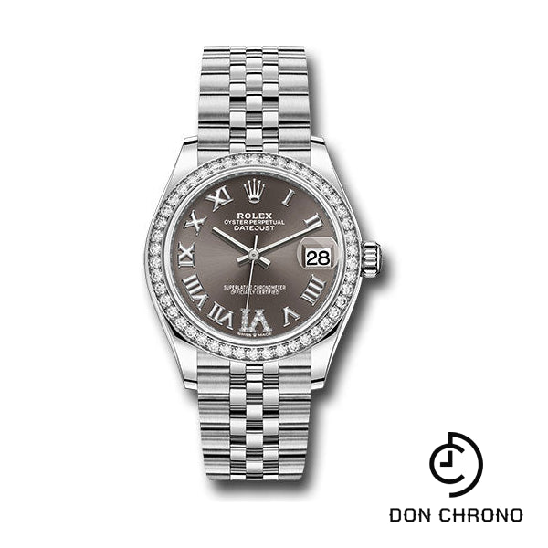 Rolex Steel and White Gold Datejust 31 Watch - Diamond Bezel - Dark Grey Roman Diamond 6 Dial - Jubilee Bracelet - 278384RBR dkgdr6j