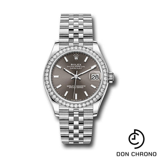 Rolex Steel and White Gold Datejust 31 Watch - Diamond Bezel - Dark Grey Index Dial - Jubilee Bracelet - 278384RBR dkgij