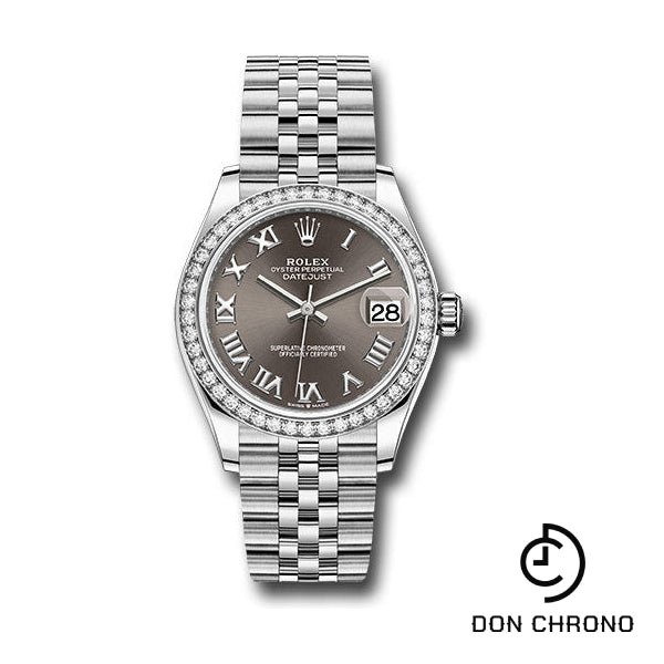 Rolex Steel and White Gold Datejust 31 Watch - Diamond Bezel - Dark Grey Roman Dial - Jubilee Bracelet - 278384RBR dkgrj