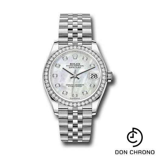 Rolex Steel and White Gold Datejust 31 Watch - Diamond Bezel - White Mother-Of-Pearl Diamond Dial - Jubilee Bracelet - 278384RBR mdj