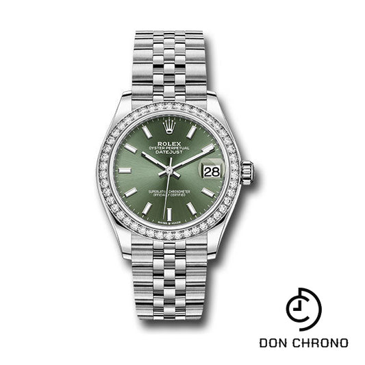 Rolex Steel and White Gold Datejust 31 Watch - Diamond Bezel - Mint Green Index Dial - Jubilee Bracelet - 278384RBR mgij