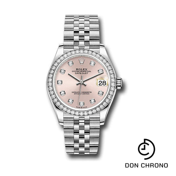 Rolex Steel and White Gold Datejust 31 Watch - Diamond Bezel - Pink Diamond Dial - Jubilee Bracelet - 278384RBR pdj