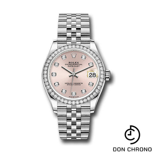 Rolex Steel and White Gold Datejust 31 Watch - Diamond Bezel - Pink Diamond Dial - Jubilee Bracelet - 278384RBR pdj