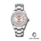 Rolex Steel and White Gold Datejust 31 Watch - Diamond Bezel - Pink Roman Diamond 6 Dial - Oyster Bracelet - 278384RBR pdr6o