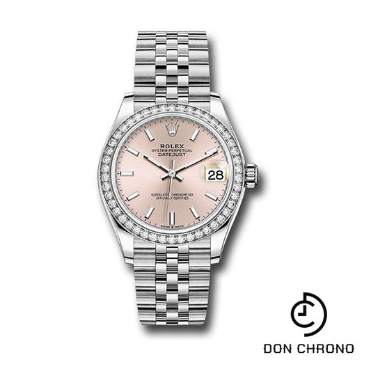 Rolex Steel and White Gold Datejust 31 Watch - Diamond Bezel - Pink Index Dial - Jubilee Bracelet - 278384RBR pij