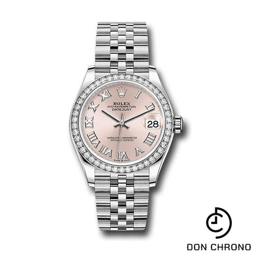 Rolex Steel and White Gold Datejust 31 Watch - Diamond Bezel - Pink Roman Dial - Jubilee Bracelet - 278384RBR prj