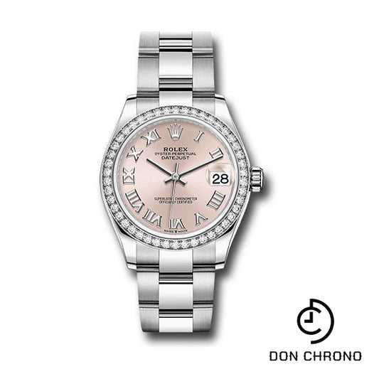 Rolex Steel and White Gold Datejust 31 Watch - Diamond Bezel - Pink Roman Dial - Oyster Bracelet - 278384RBR pro