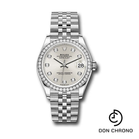 Rolex Steel and White Gold Datejust 31 Watch - Diamond Bezel - Silver Diamond Dial - Jubilee Bracelet - 278384RBR sdj