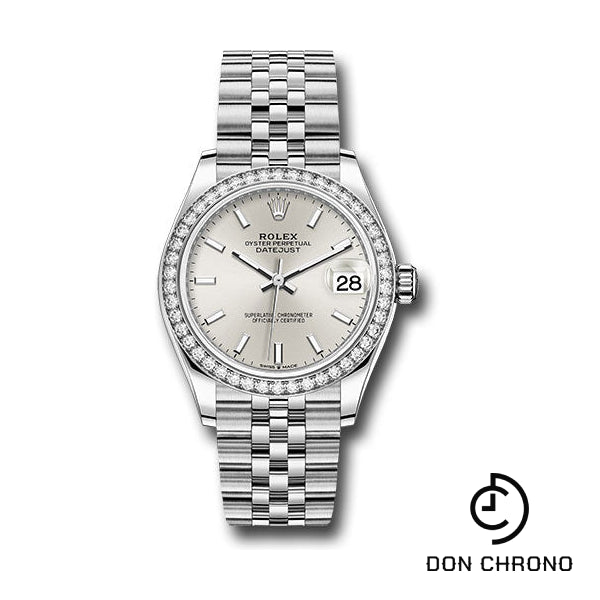 Rolex Steel and White Gold Datejust 31 Watch - Diamond Bezel - Silver Index Dial - Jubilee Bracelet - 278384RBR sij