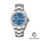Rolex White Rolesor Datejust 31 Watch - Diamond Bezel - Azzurro Blue Floral Motif Diamond Dial - Oyster Bracelet - 278384rbr azflomdo