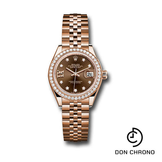 Rolex Everose Gold Lady-Datejust 28 Watch - 44 Diamond Bezel - Chocolate Diamond Star Dial - Jubilee Bracelet - 279135RBR cho9dix8dj