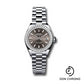 Rolex Platinum Lady-Datejust 28 Watch - 44 Diamond Bezel - Dark Grey Index Dial - President Bracelet - 279136RBR dkgip