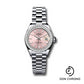 Rolex Platinum Lady-Datejust 28 Watch - 44 Diamond Bezel - Pink Index Dial - President Bracelet - 279136RBR pip