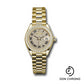 Rolex Yellow Gold Lady-Datejust 28 Watch - 44 Diamond Bezel - Diamond Paved Roman Dial - President Bracelet - 279138RBR dprp