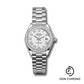 Rolex White Gold Lady-Datejust Watch - 44 Diamond Bezel - White Roman Dial - President Bracelet - 279139rbr wrp