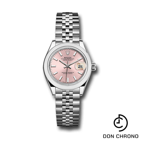 Rolex Steel Lady-Datejust 28 Watch - Domed Bezel - Pink Index Dial - Jubilee Bracelet - 279160 pij