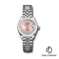 Rolex Steel Lady-Datejust 28 Watch - Domed Bezel - Pink Roman Dial - Jubilee Bracelet - 279160 prj