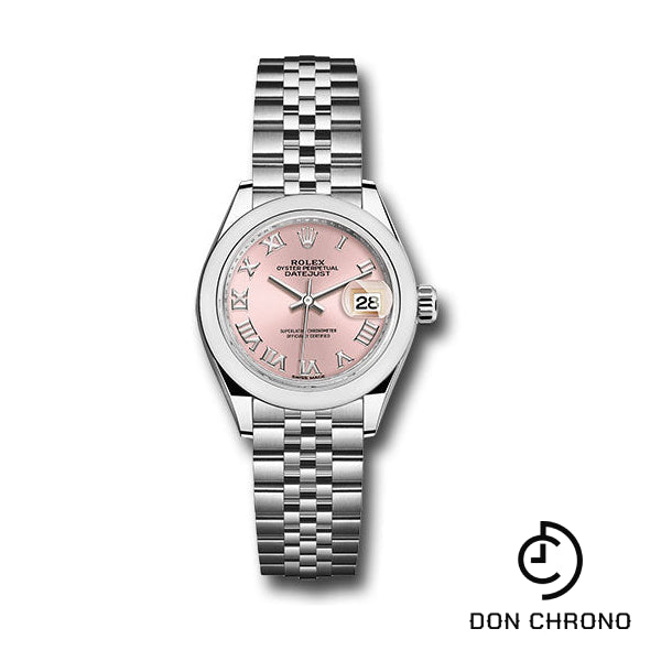 Rolex Steel Lady-Datejust 28 Watch - Domed Bezel - Pink Roman Dial - Jubilee Bracelet - 279160 prj