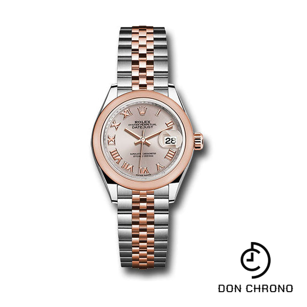 Rolex Steel and Everose Gold Rolesor Lady-Datejust 28 Watch - Domed Bezel - Sundust Roman Dial - Jubilee Bracelet - 279161 surj